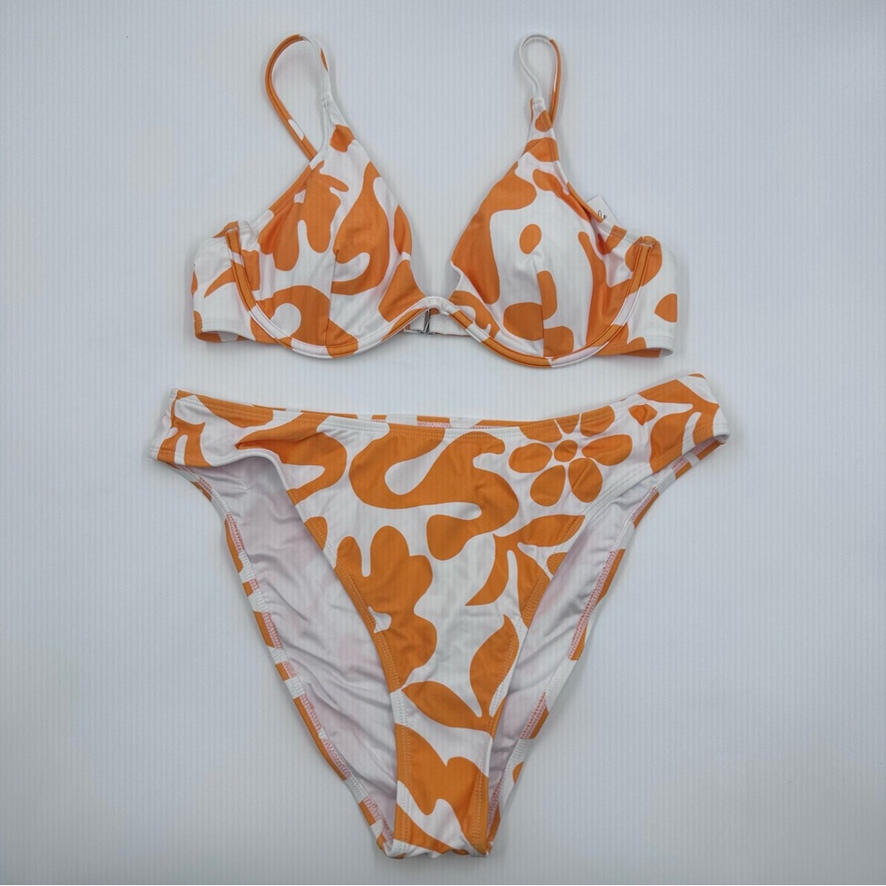 Cupshe Orange and White Bikini